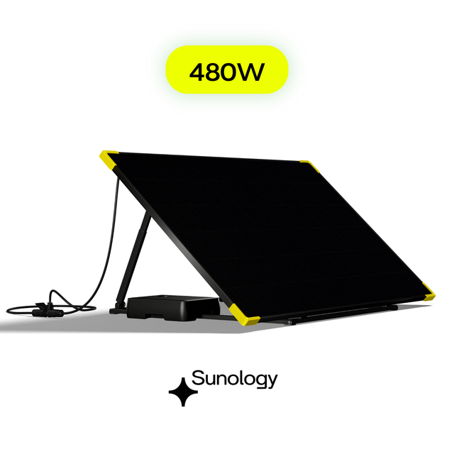 Sunology PLAY - Panneau solaire complet 480W bifacial – Station solaire livrée totalement assemblée – Installation au sol ou au mur