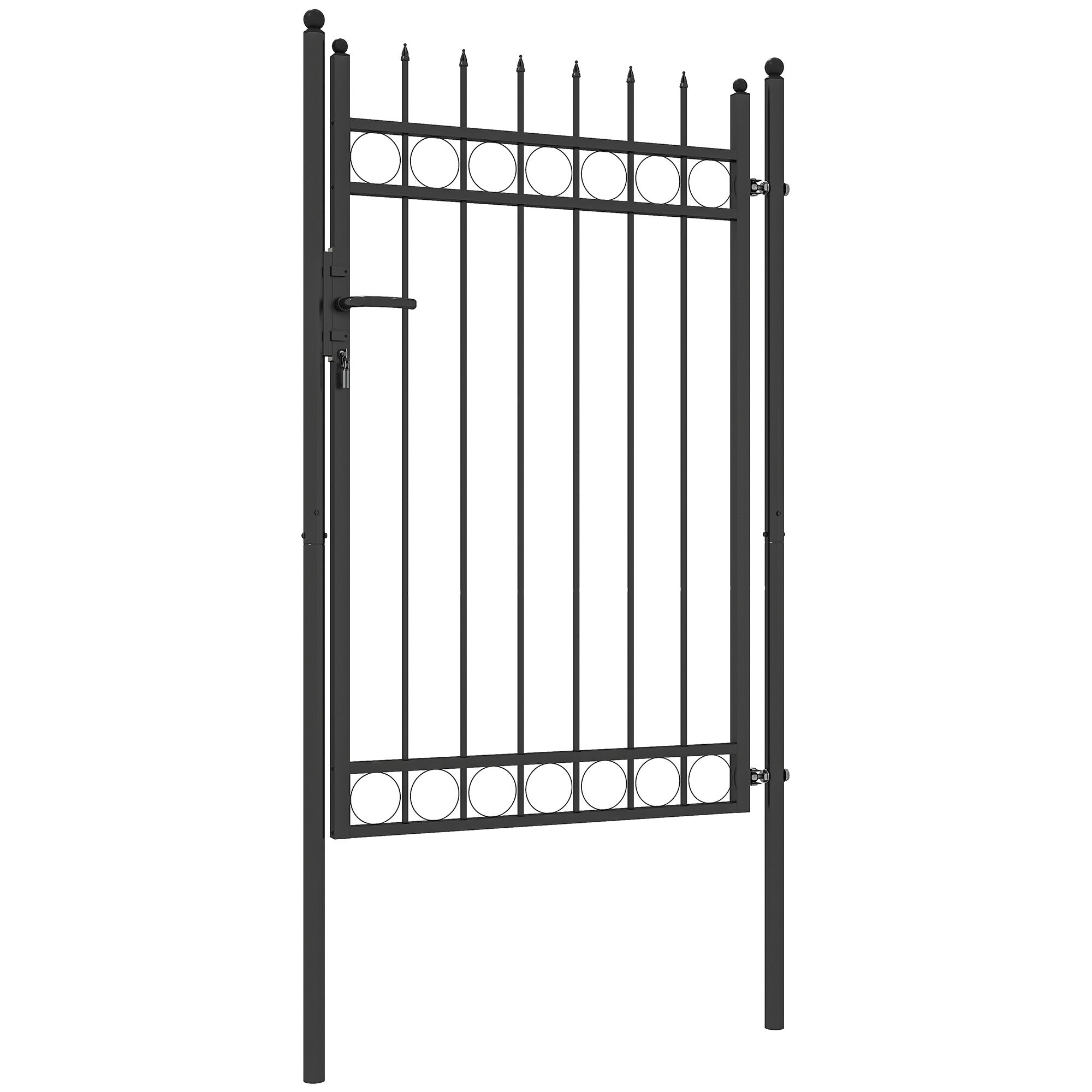 Cancello Da Giardino In Metallo Verde Con Lucchetto E Chiavi, Altezza 80 Cm, Larghezza Totale 107 Cm