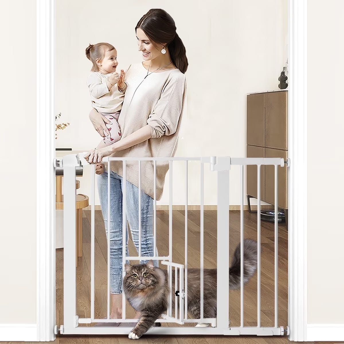 NAIZY Cancelletto di Sicurezza per Bambini Open N Stop per Bambini Cani Scale / a Pressione / Porte e Scale Interne - 105-115cm(Nero NAIZY Cancelletto di Sicurezza per Bambini Open N Stop per Bambini Cani Scale / a Pressione / Porte e Scale Interne - 105-115cm(Nero