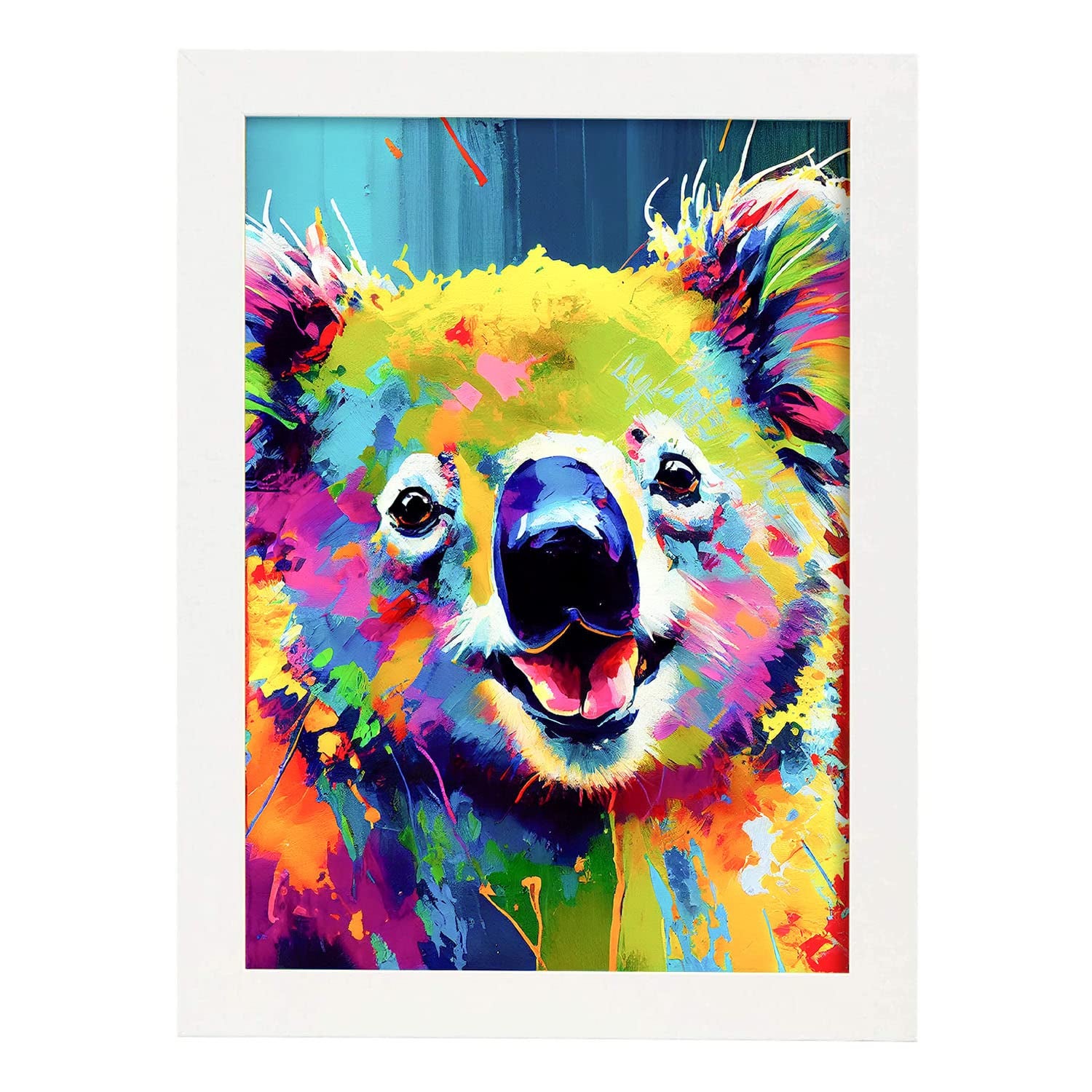 Nacnic poster de coala estilo retrato coloridas ilustraciones de animales en acuarela impresiones artísticas modelo 1 a3 con marcos blancos
