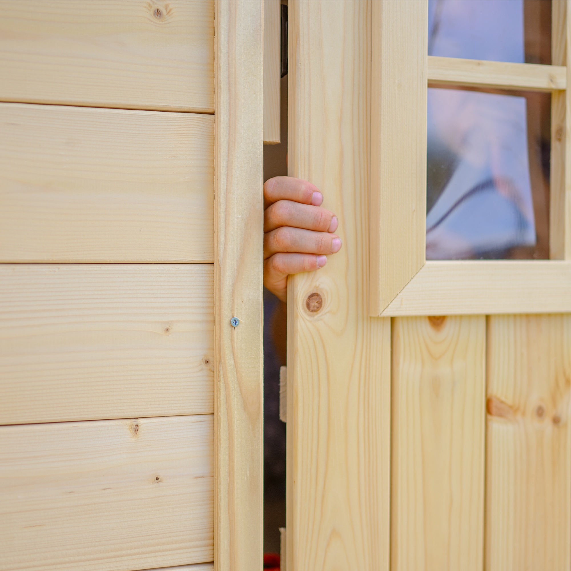 Maison en bois pour enfants -Toit rouge- Maison de jeux pour l'extérieur 111x113xH121cm/0.9 m2 - Timbela M570R-1 - 8