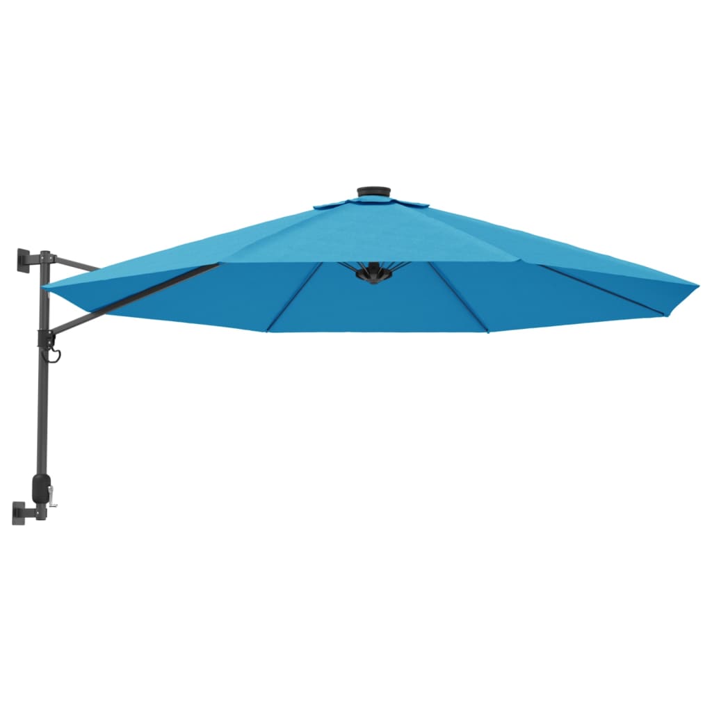 VidaXL Ombrellone A Parete Con Luci LED Giallo 290 Cm - Inclinabile E Resistente Ai Raggi UV - 4