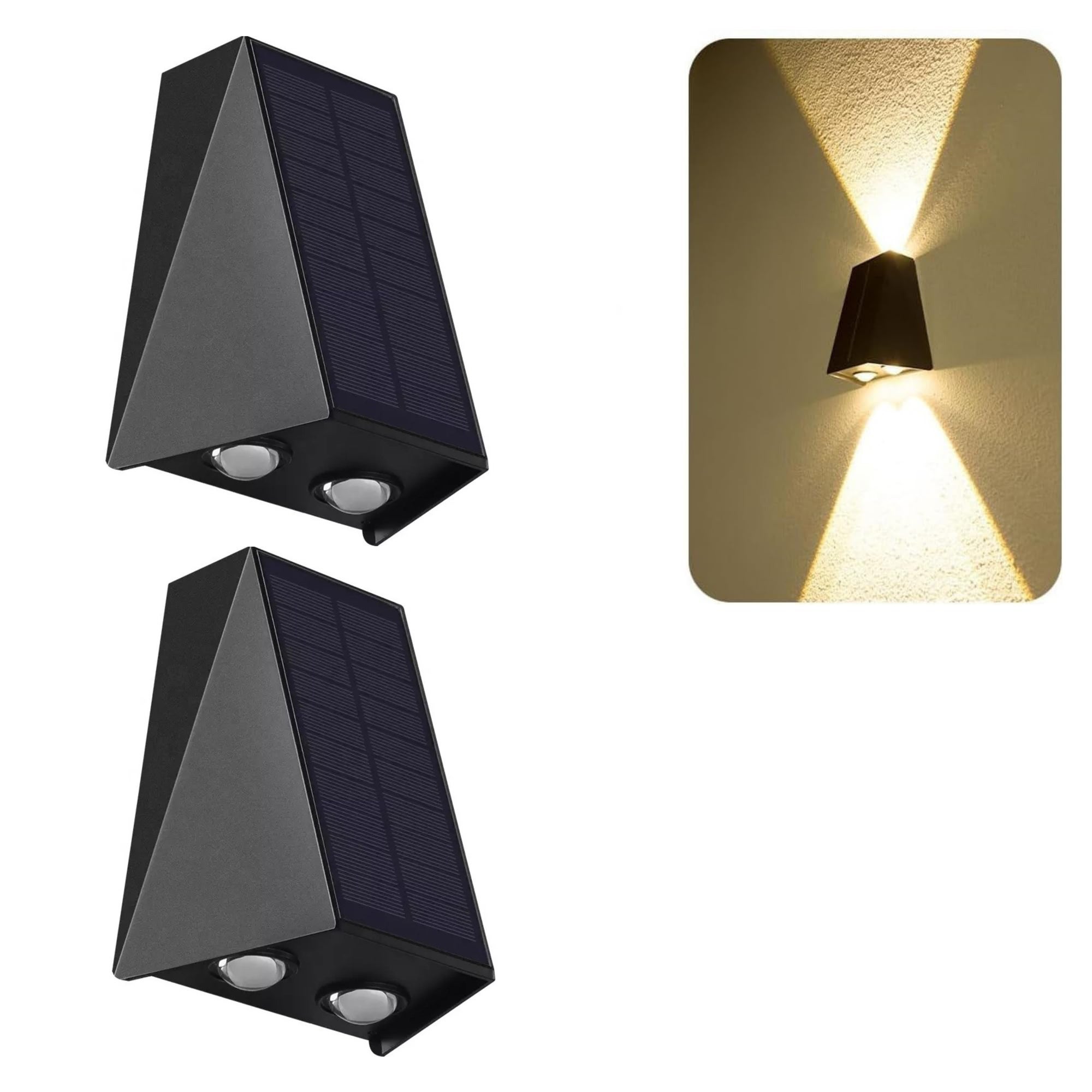 2 sztuki 3LED lampy solarne zewnętrzna lampa ścienna w górę w dół wodoodporne światła dekoracja ogrodu schody ogrodzenie korytarz lampa solarna