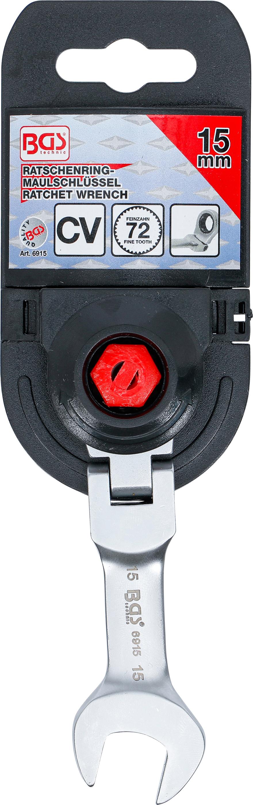 Clé mixte à cliquet | courte | à couder | 15 mm - 4