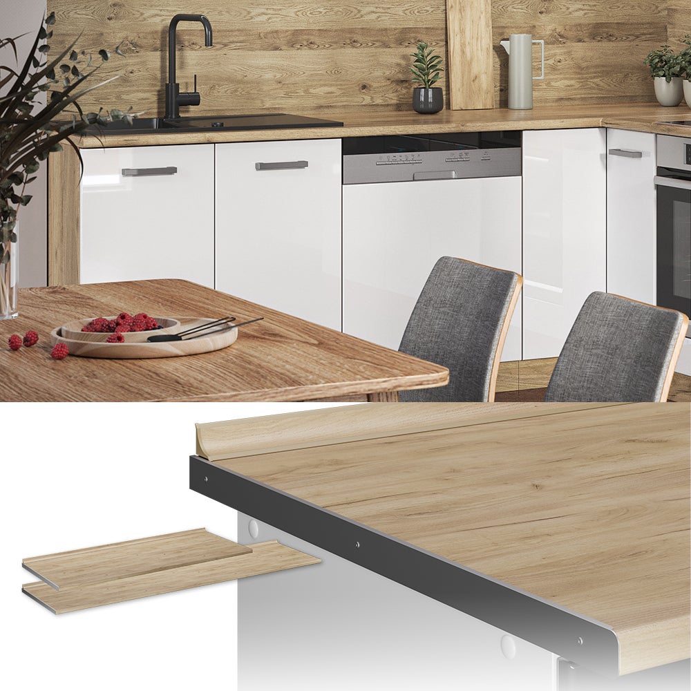 Vicco Plan de travail cuisine R-Line, Chêne de force doré, 160cm - 2