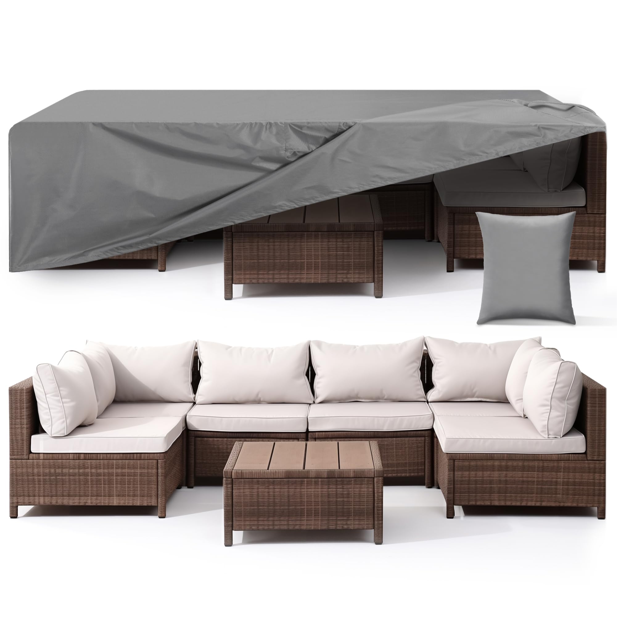 Copertura Impermeabile Per Tavoli Da Giardino - Tessuto Oxford 420D, Resistente UV E Strappo - Con Cordino Di Fissaggio Antivento