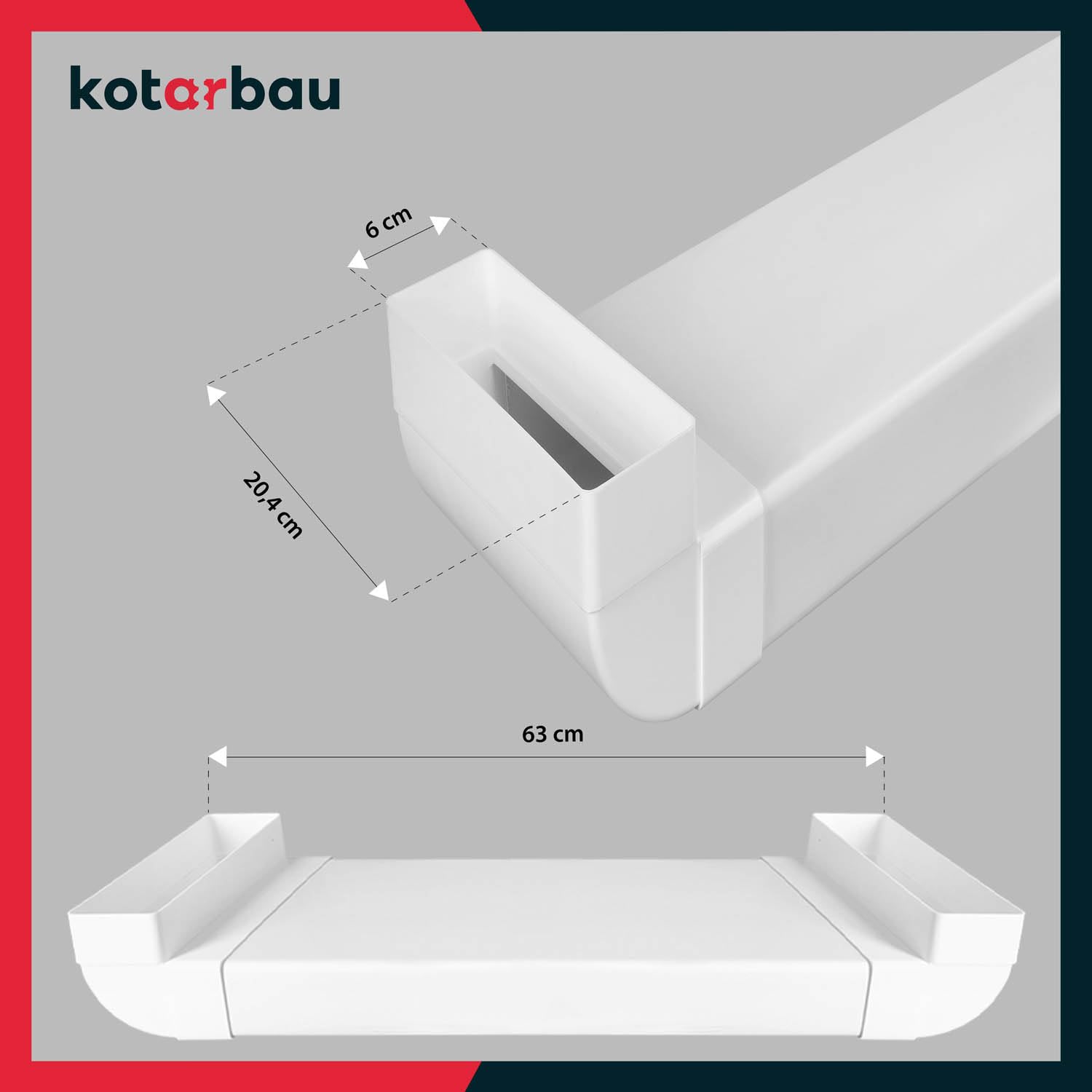 Canal de câbles encastré pour TV 204 x 60 mm L: 63 cm - Plastique passage de câbles invisible - Goulotte Passe Cable - KOTARBAU - 3