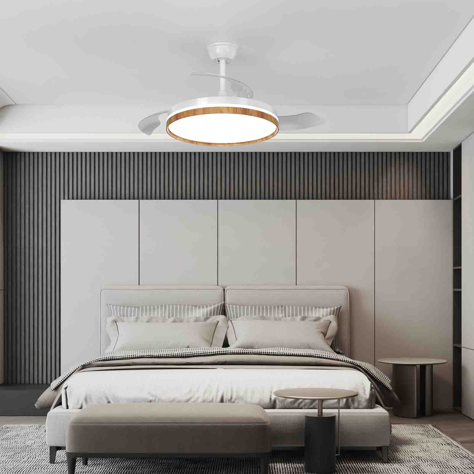 COMELY Ventilateur de plafond avec lumière LED 36W Ø106 cm blanc effet bois, 3000-6500K dimmable, télécommande - 5