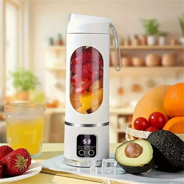 Mini blender przenośny i wyciskarka do cytrusów, ładowany przez USB - 12 ostrzy - 450 ml - do przygotowywania świeżych soków w dowolnym miejscu