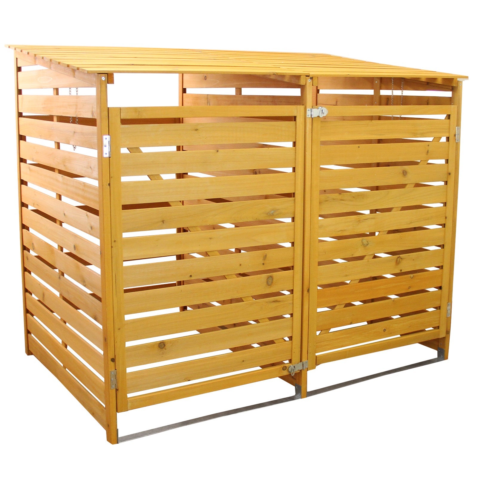 MonsterShop – Cache Poubelle Double en Bois à Portes Verrouillables ...