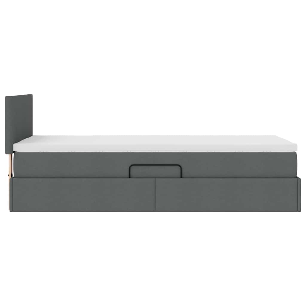 Lit de rangement avec matelas gris foncé 90 x 190 cm velours - 5