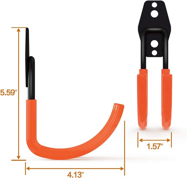 Lot Crochets Utilitaires Garage Robuste – Supports Muraux Acier J-Hooks Avec Revêtement Antidérapant – Idéal Outils, Tuyau Arrosage, Vélo, Échelle