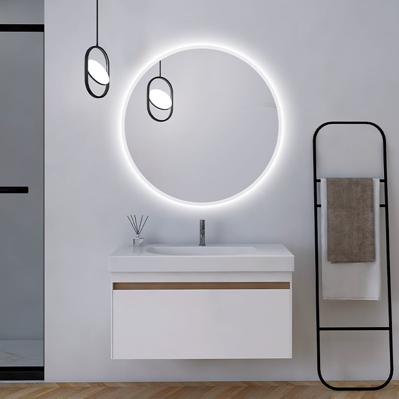 JDEFARF Miroir Salle De Bain Rond 60cm Éclairé LED - Lumière Chaude Réglable 3600K-6000K