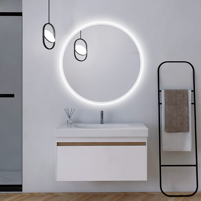 JDEFARF Miroir Salle De Bain Rond 60cm Éclairé LED - Lumière Chaude Réglable 3600K-6000K