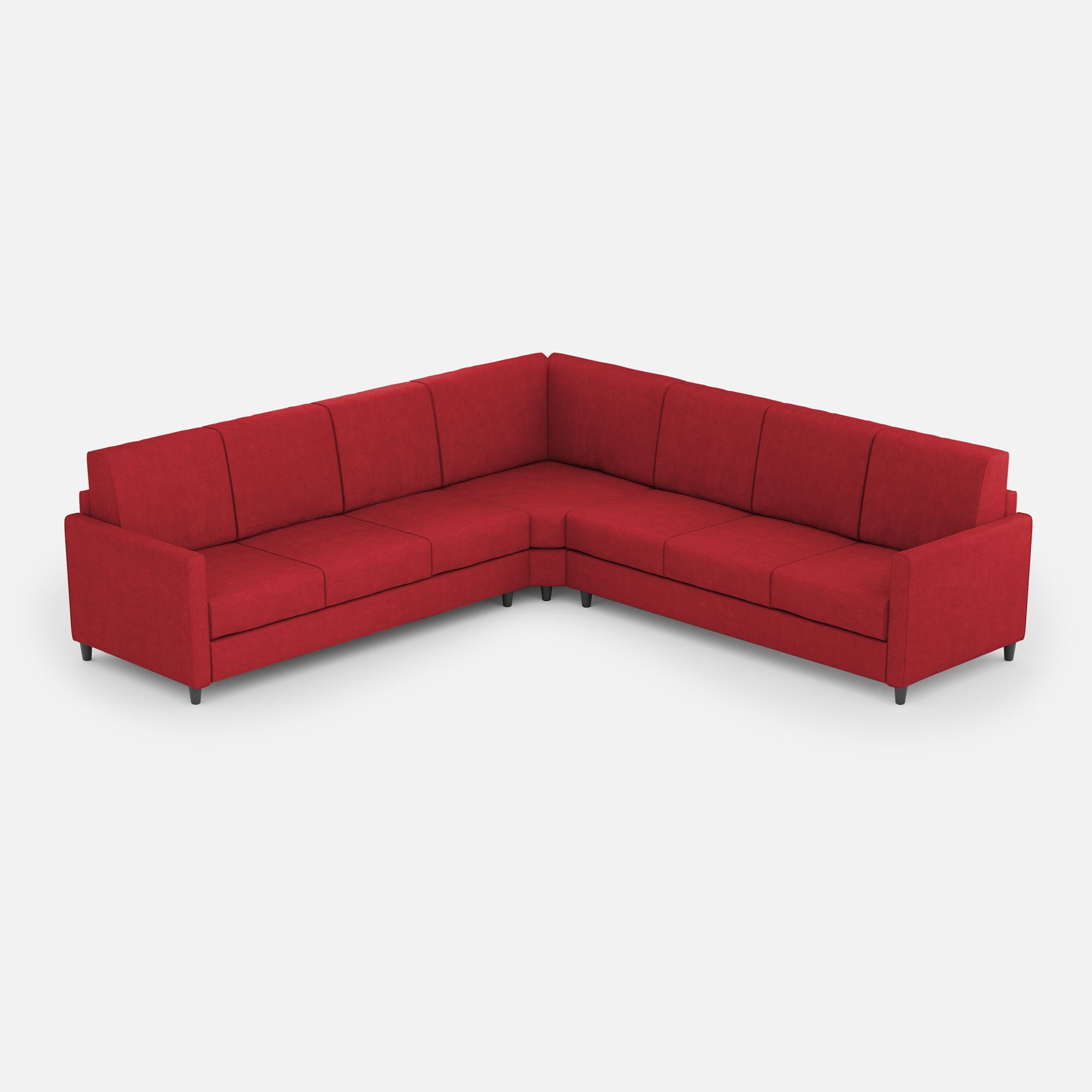 Sofá karay de 3 plazas (tres plazas de 60 cm) + rincón + sofá de 3 plazas (tres plazas de 60 cm) dimensiones exteriores l.281x281 color rojo