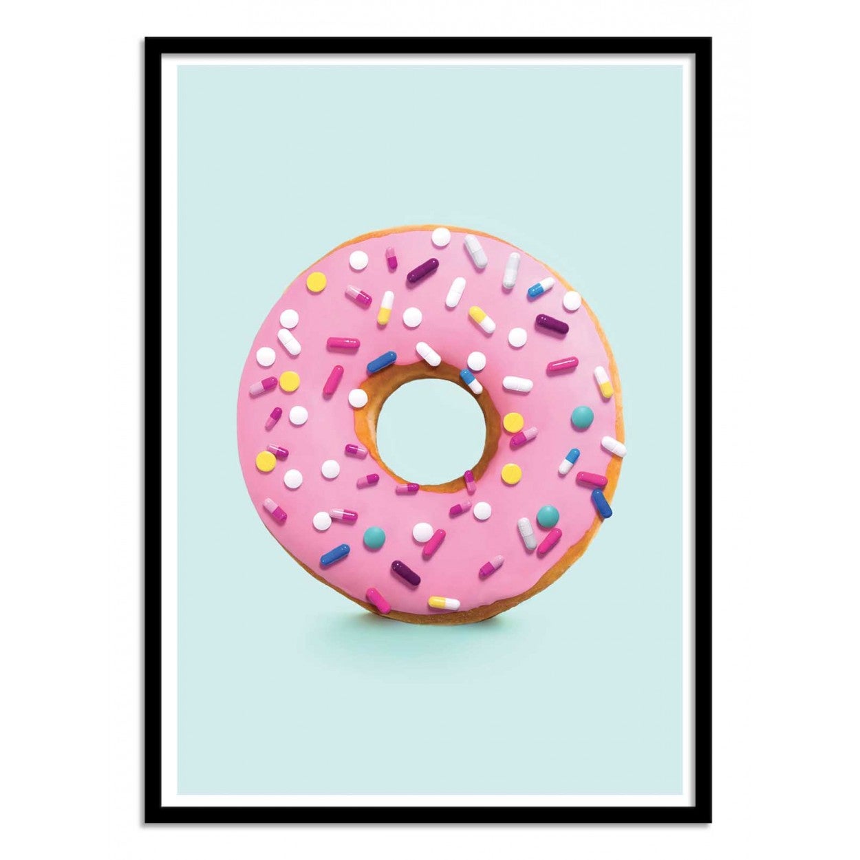 Art-poster - happy pills - paul fuentes - con marco negro 50 x 70 cm