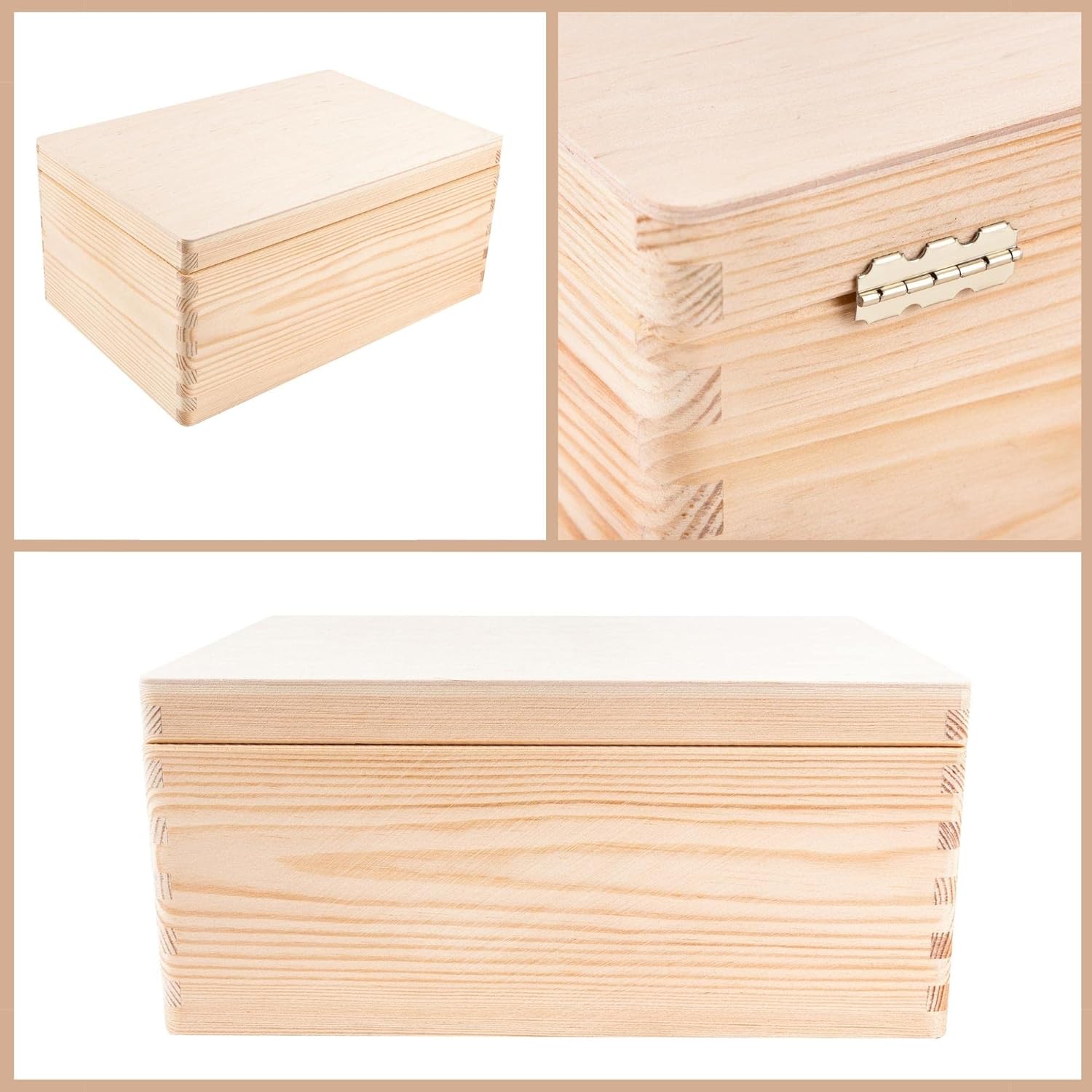 Creative Deco Boite Rangement en Bois | 30 x 20 x 14 cm (+/- 1 cm) | Non Peint | Boite en Bois | Boite a Souvenir | Boîte Caisse Coffre Malle | BRUT - 7