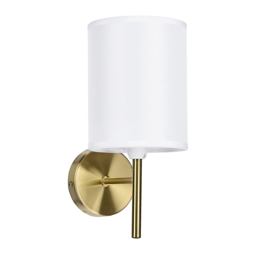 Kinkiet ścienny Yan mosiądz-biały 1xE14x40W cylindryczny abażur wym: 24 x 12 x 15 cm tkanina IP20 Candellux