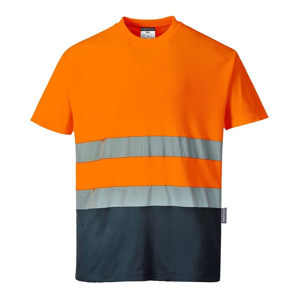 Portwest T-Shirt Haute Visibilité Coton Comfort - Manches Courtes, Respirant Et Réfléchissant, Jaune/Orange, Tailles S à 5XL