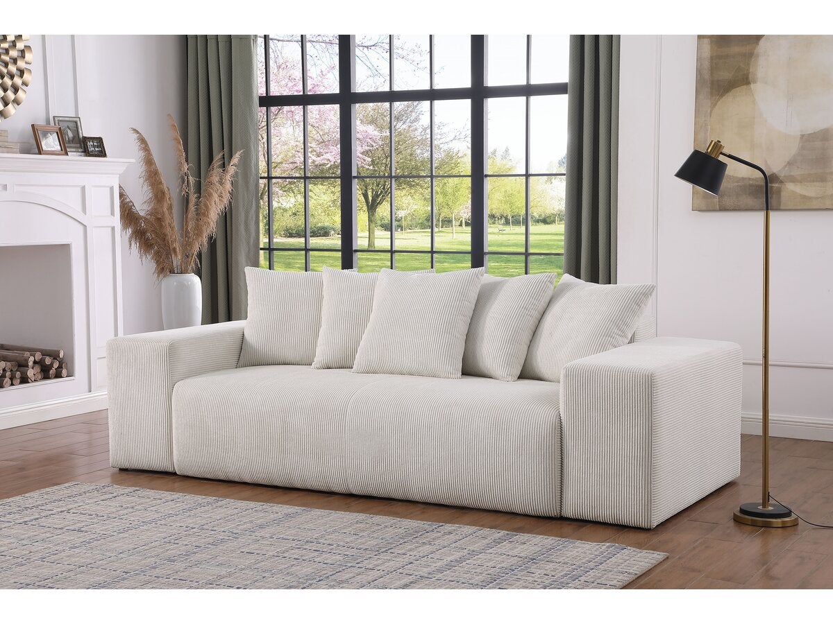 Canapé fixe 3 places en velours côtelé 