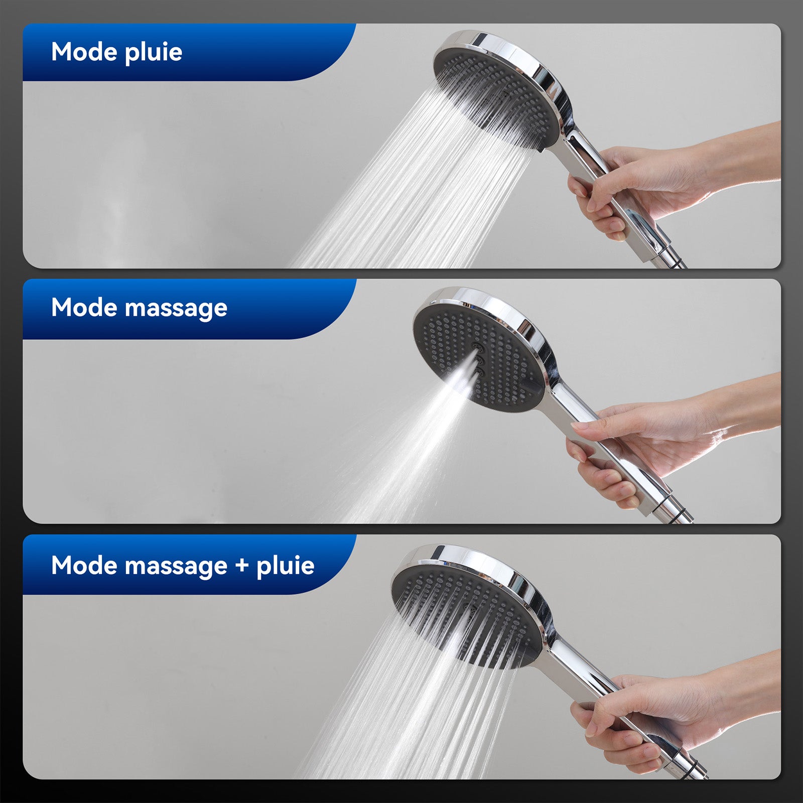 Colonne de Douche Thermostatique, Ensemble de Douche Hauteur Réglable sans Percement Supplémentaire Chromé avec Douchette 3 Jets, Mitigeur en Laiton - 4