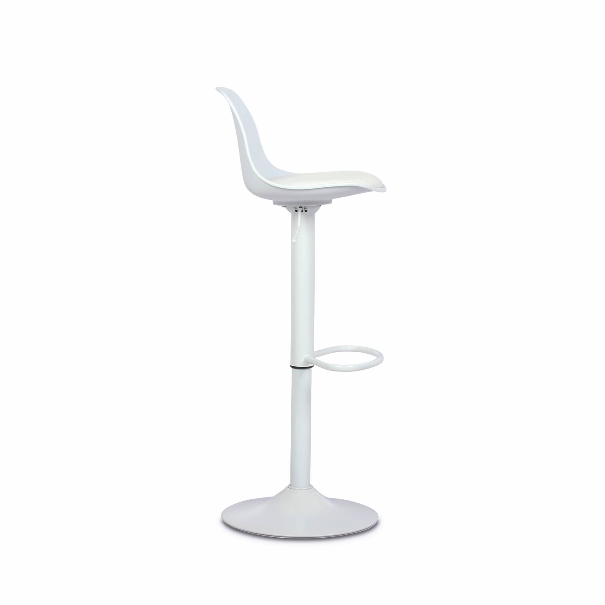 Lot de 2 tabourets de bar réglables 61.5/83.5cm - Noah - simili cuir blanc - hauteur réglable. repose-pieds - 6