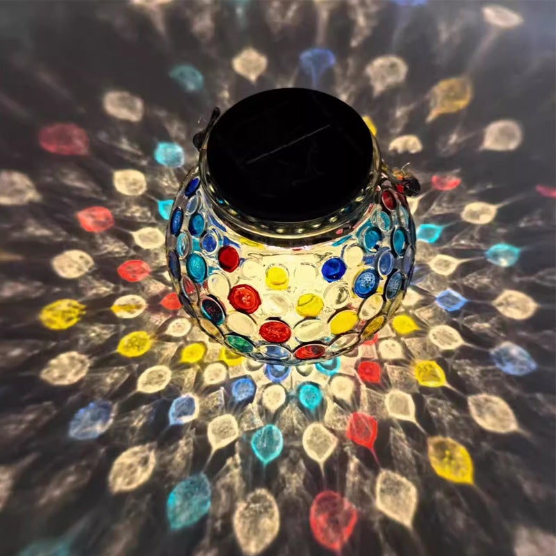 Lampion solarny, lampa ogrodowa solarna, lampa stołowa zewnętrzna kula z mozaiki szklanej - wodoodporna, ciepłe światło, do zawieszenia/postawienia
