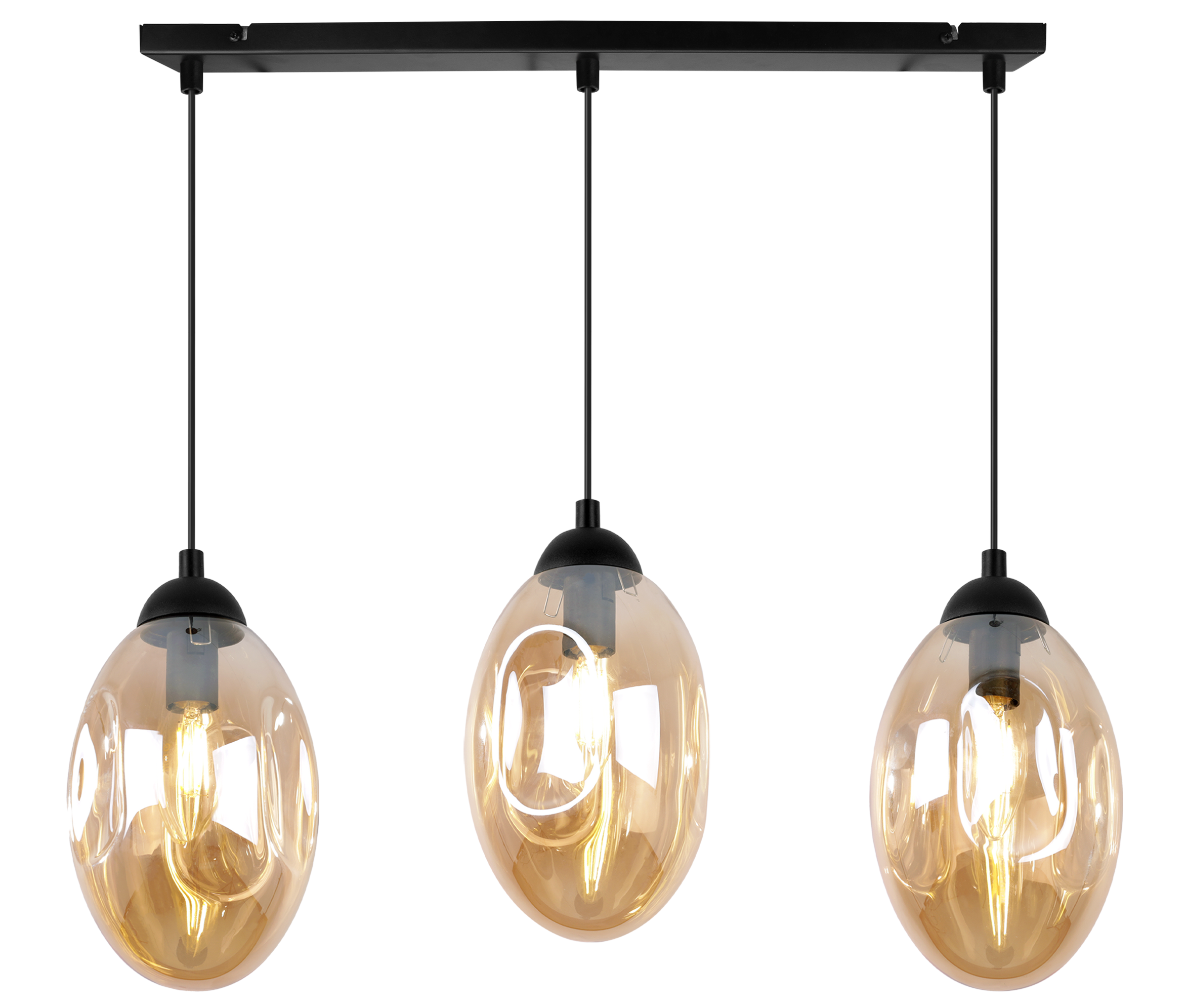 Lampa sufitowa wisząca Vigo modern 3xE14 abażur owalny miodowy Light Home LH
