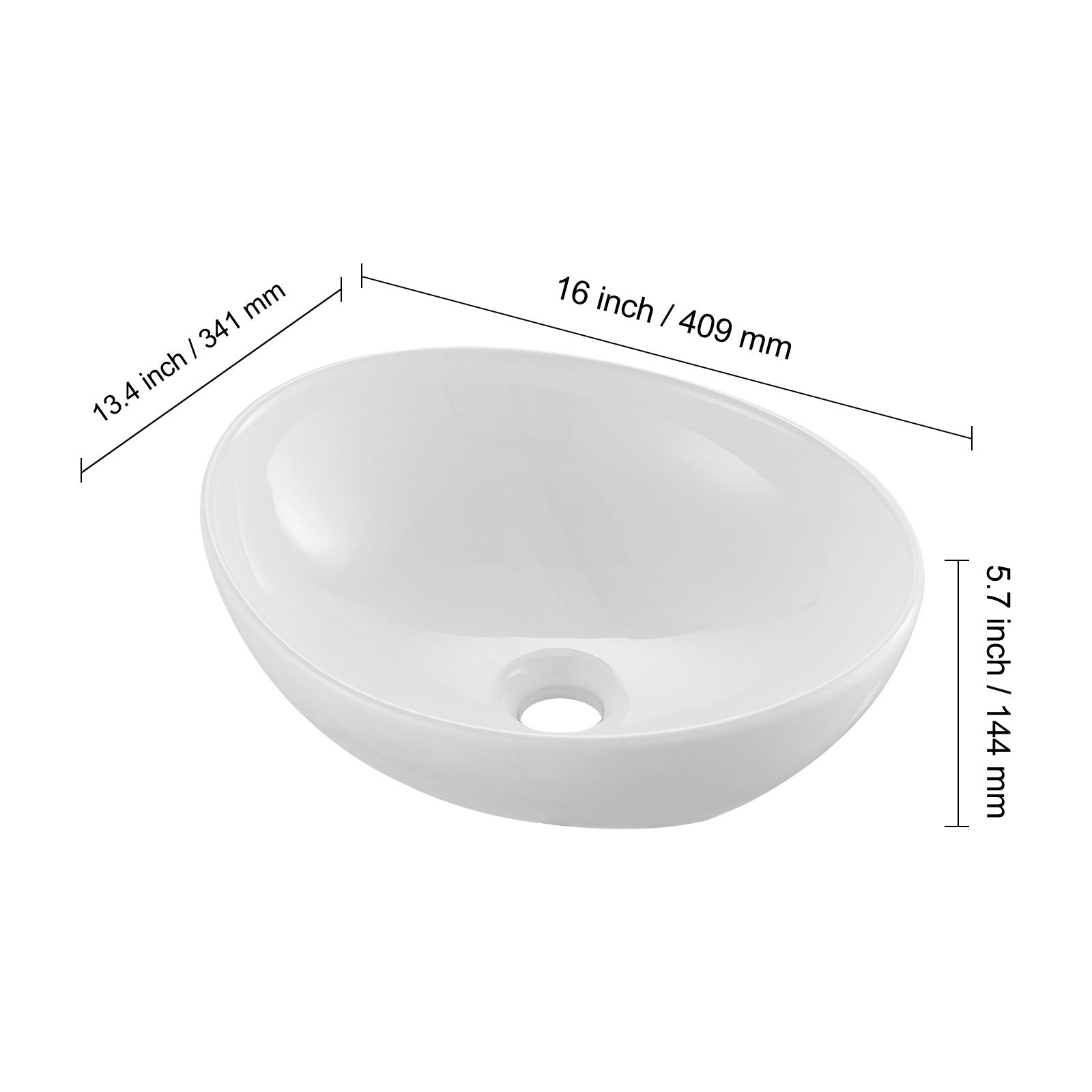 Lavabo oval em cerâmica SucceBuy 16