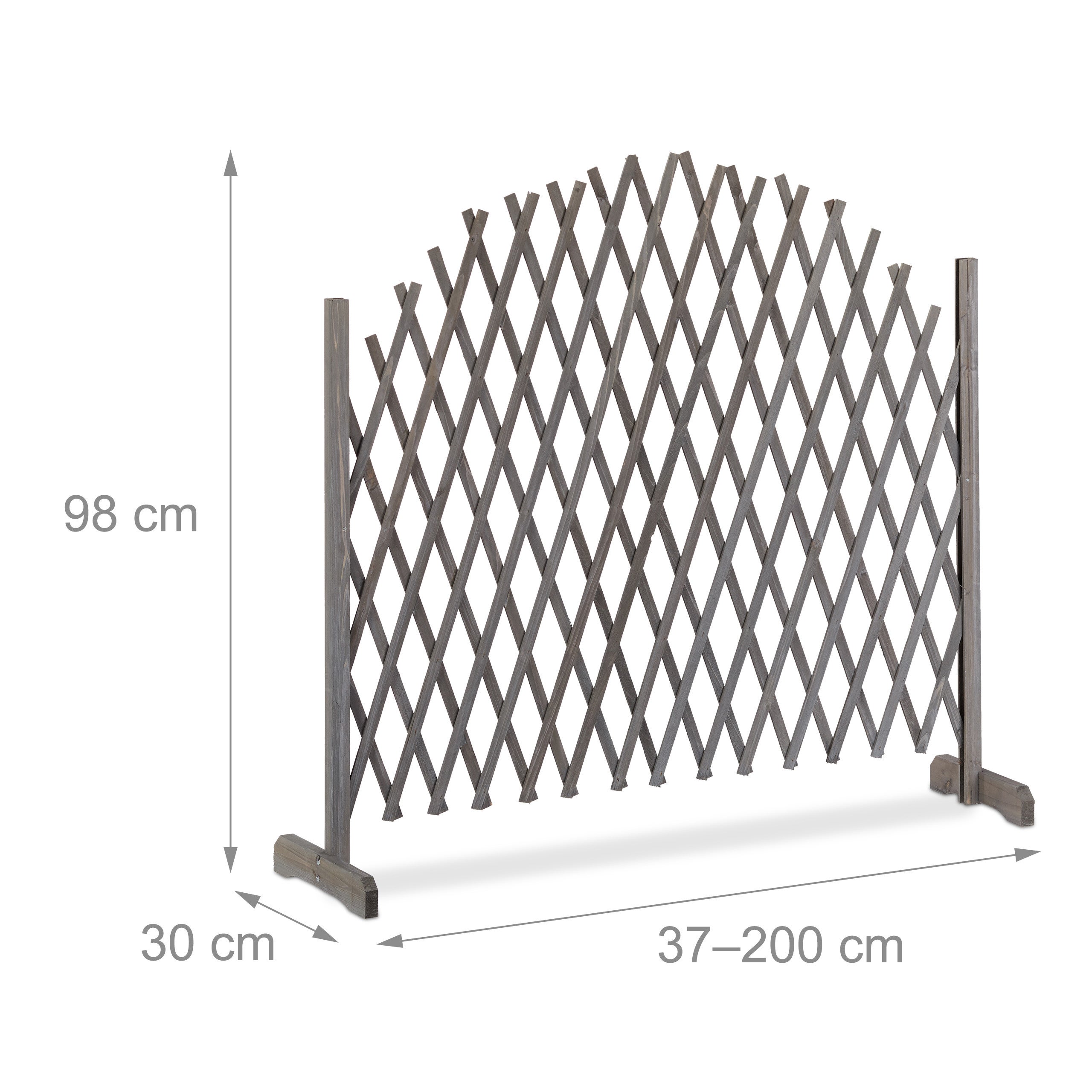 Graticolato in Legno, Allungabile Fino a 200 Metri, per Piante Rampicanti, per Giardini, Balconi, Grigio, Relaxdays - 4