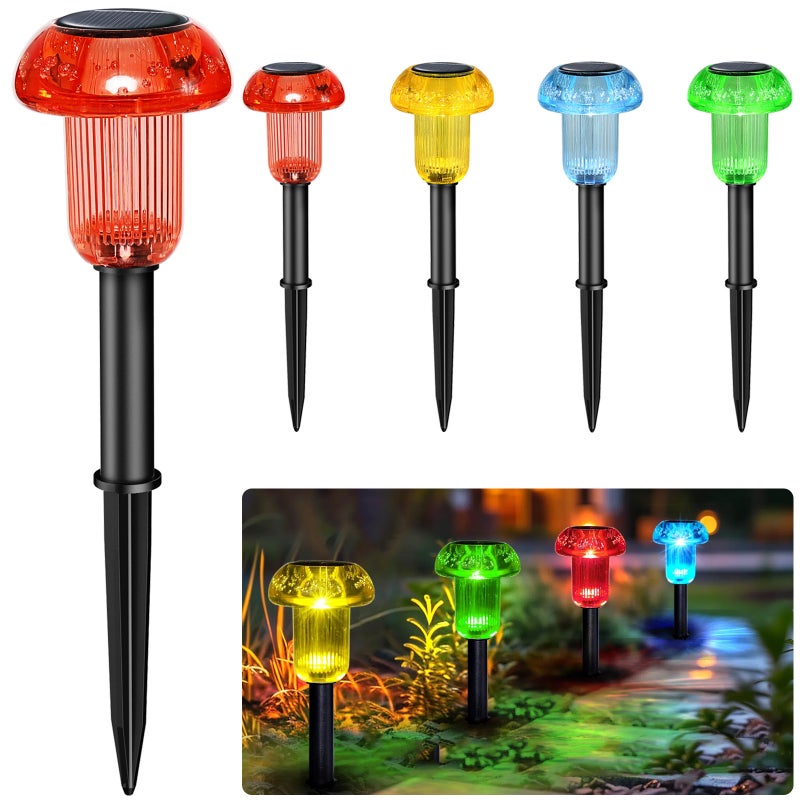 Zewnętrzne lampy solarne, zewnętrzne oświetlenie LED, lampki ogrodowe, wielokolorowe, 4 sztuki