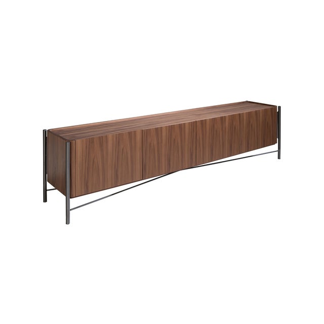 Mueble TV nogal y acero oscuro 220 x 46 x 53