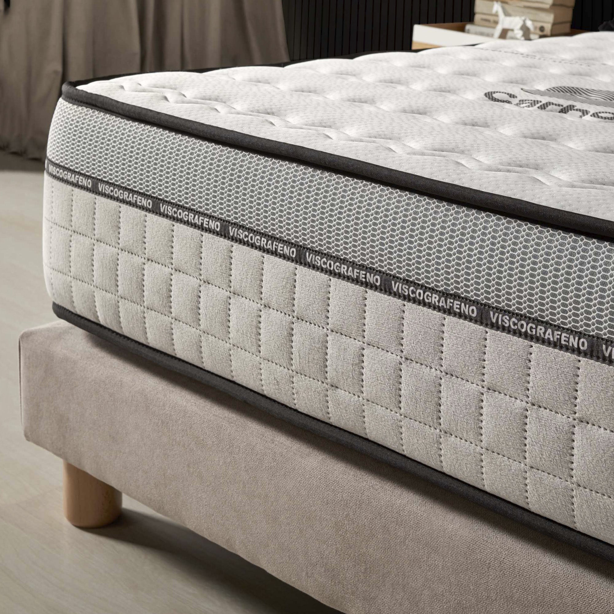 Matelas Visco-carbone 140x190 cm - Multicouches - Blue Latex - Confort Premium - Mousse à Mémoire de forme - Très épais 25 cm - 7 Zones - Reversible - 3