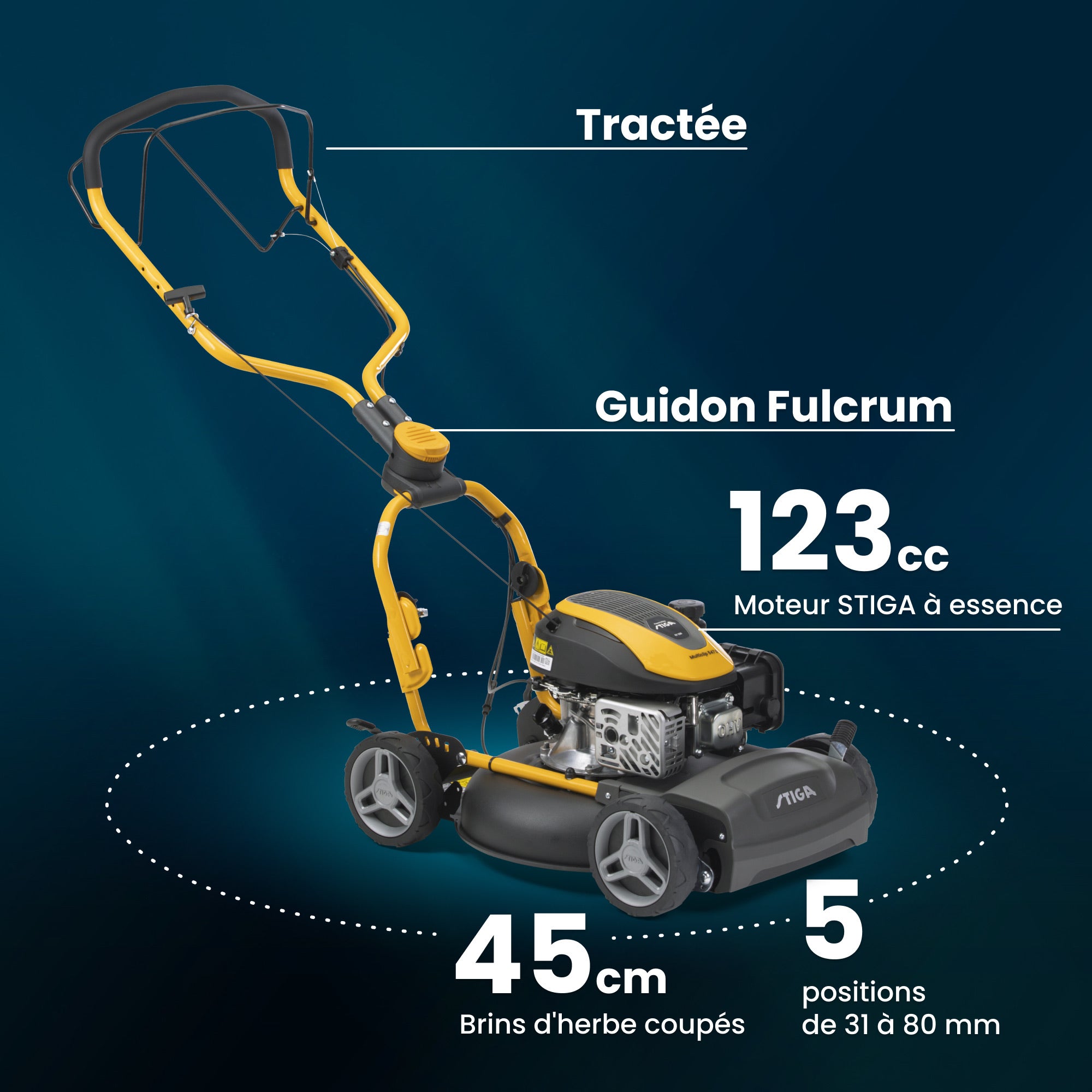 MULTICLIP 547 S STIGA Tondeuse autotractée 123cc 45cm mulching - 7