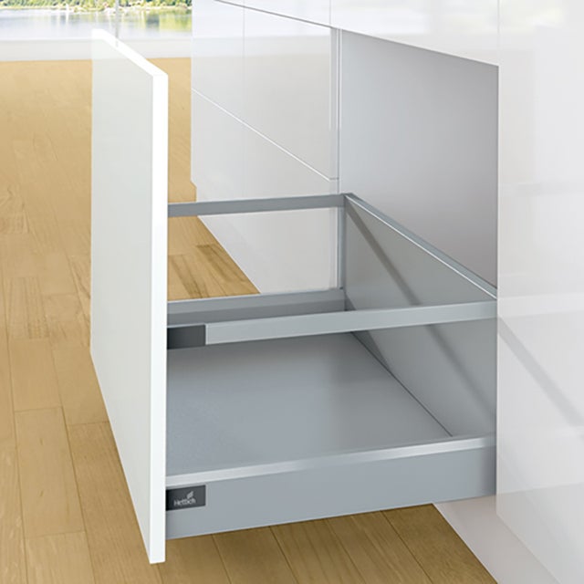 Tiroir casserolier en kit - hauteur 94 (282 mm avec bandeaux) - Décor : Anthracite - Longueur : 650 mm - HETTICH