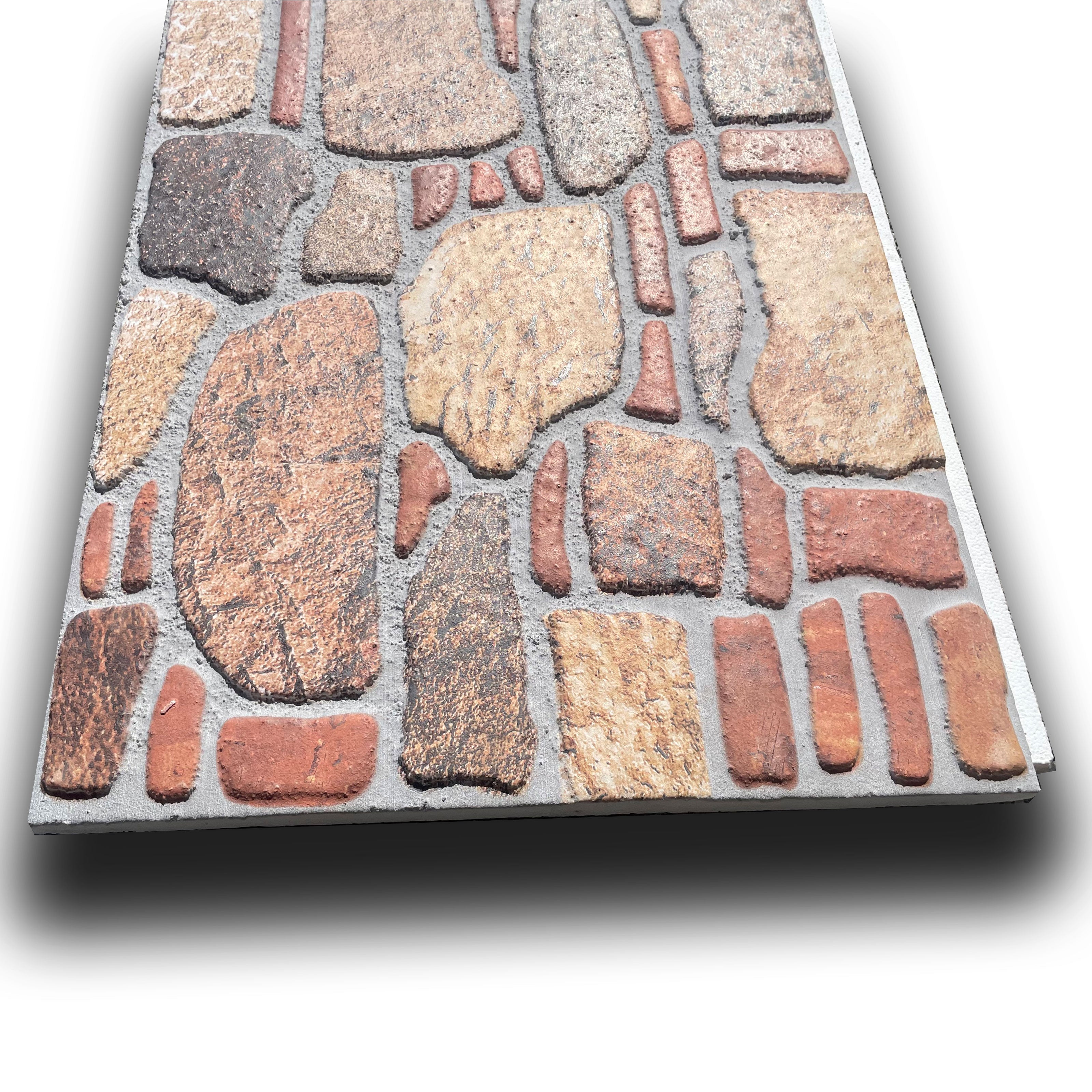 Panneau isolant extérieur-intérieur en polystyrène et pierre mixte 120x50cm épaisseur 4cm 