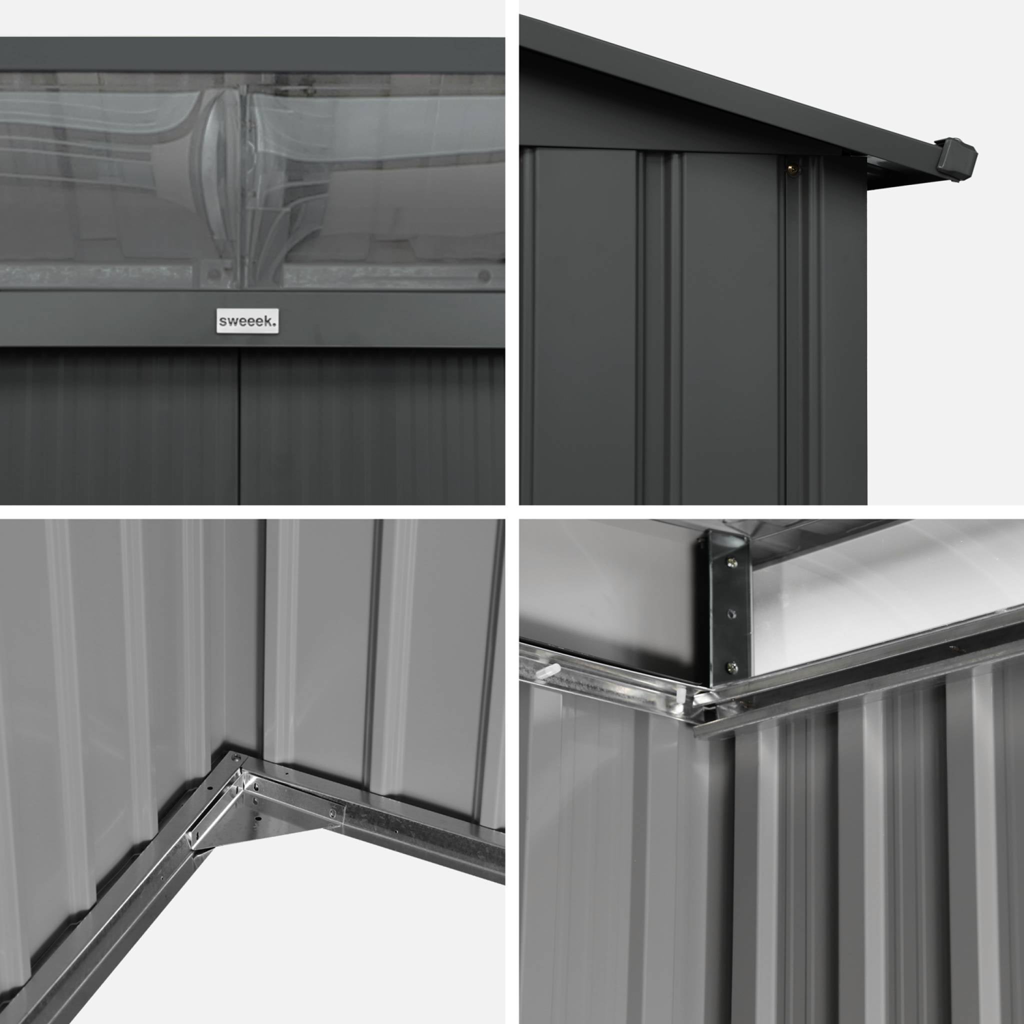 Abri de jardin en métal couleur anthracite 4.85m² avec puits de lumière - AUDOMAROIS- AUDOMAROIS - 5