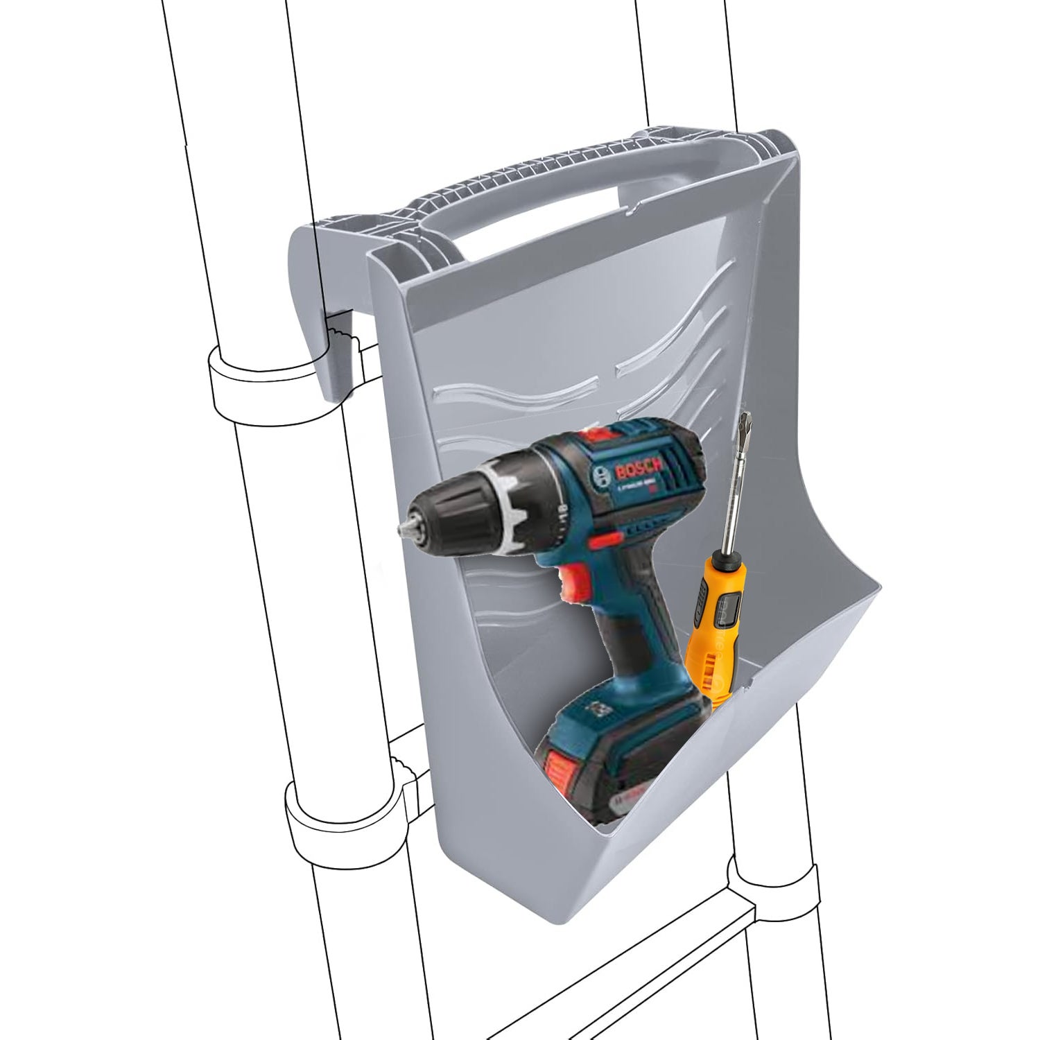 Echelle Scabeau Télescopique Woerther 5m60-2m80 Avec Double Barres Stabilisatrice avec Plateforme porte outils et peinture - 2