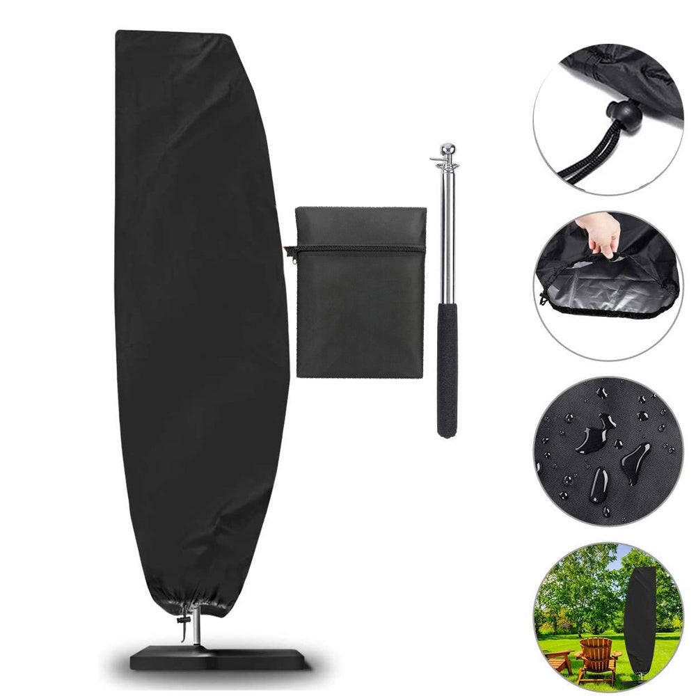 Pokrowiec na parasol z tkaniny Oxford (280 x 30/81/45 cm), wodoodporny, wiatroodporny i odporny na promieniowanie UV, z zamkiem błyskawicznym, czarny