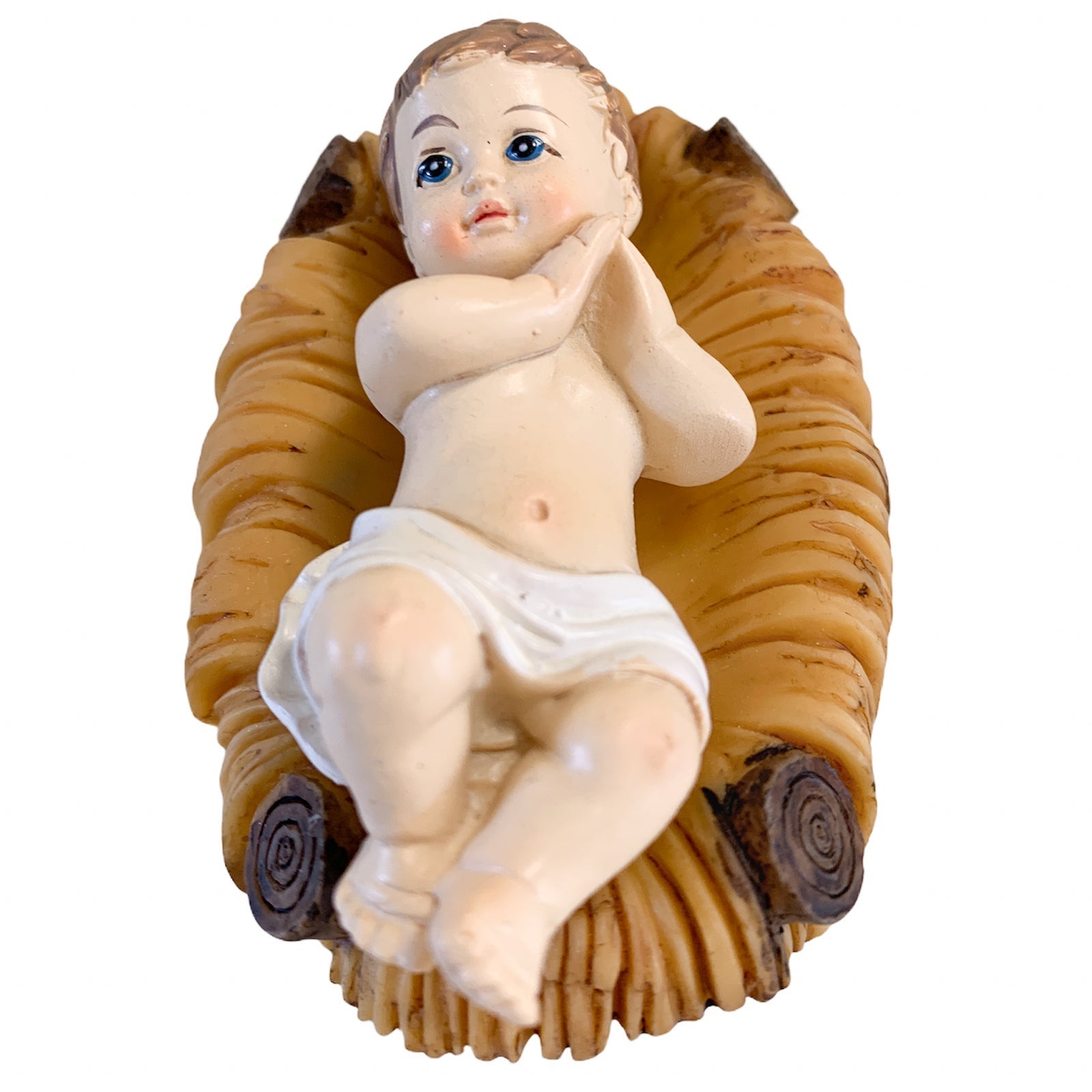 Bambinello Napoletano Gesù Bambino IHS – Statuette En Bois Et Terre Cuite 75cm