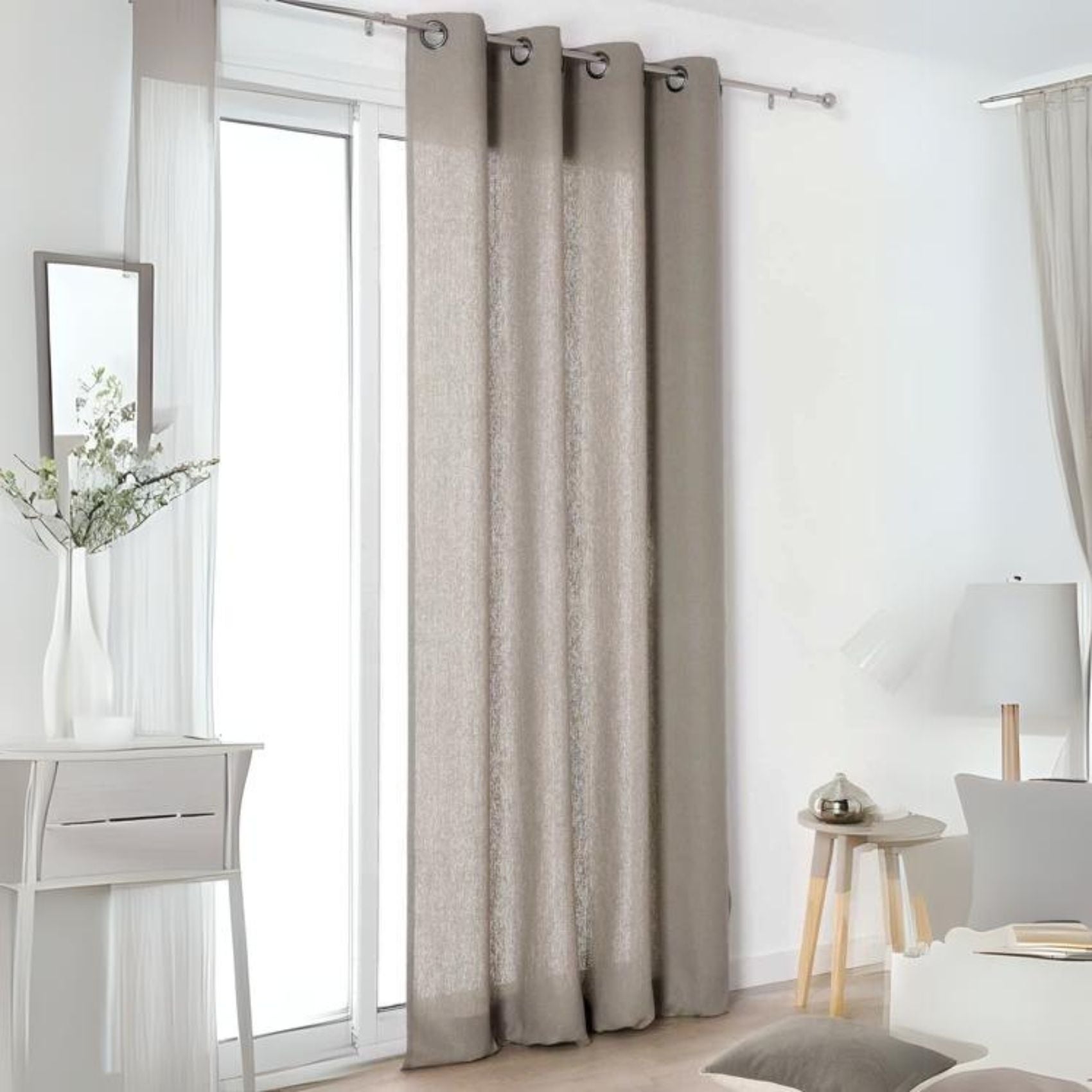 Panneau De Rideau Pottery Barn Emery – Lin Gris 100x96 Pouces – Doublé Coton