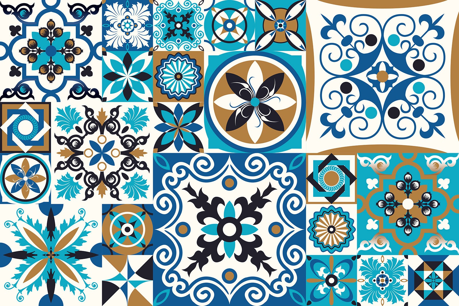Crédence adhésive sticker décoratif pour cuisine - Effet carreaux de ciment - Adhésif + Protection MATE - 50x75 cm - 2