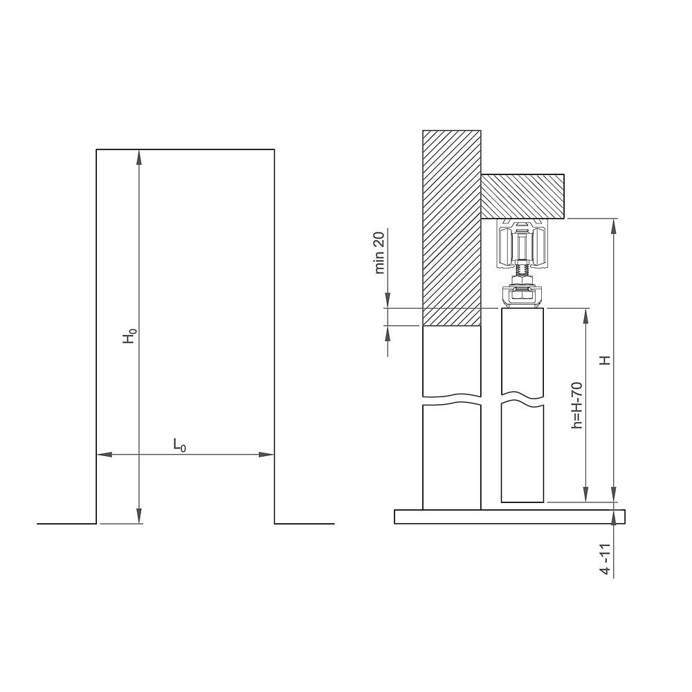 Système coulissant SLID'UP 160 pour 1 porte jusqu'à 750 mm - rail 1,5 m - 60 kg - 4