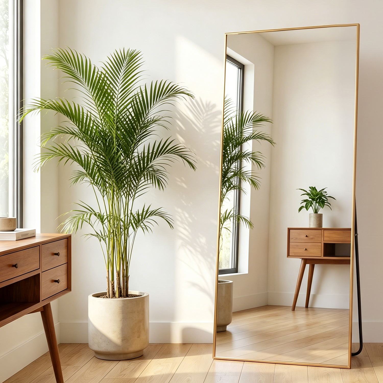 Miroir pleine longueur 165 x 60 cm, miroir sur pied, miroir sur pied avec cadre en alliage d'aluminium, miroir mural à cadre fin - 2