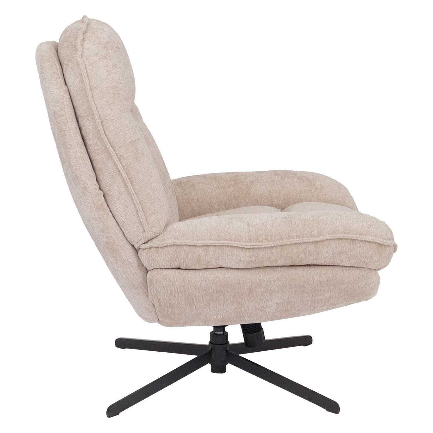 Fauteuil relax HWC-P32, fauteuil TV à suspension Nosag, fauteuil rembourré, pivotant, métal, tissu/textile chenille (370 g/m²) ~ crème - 4