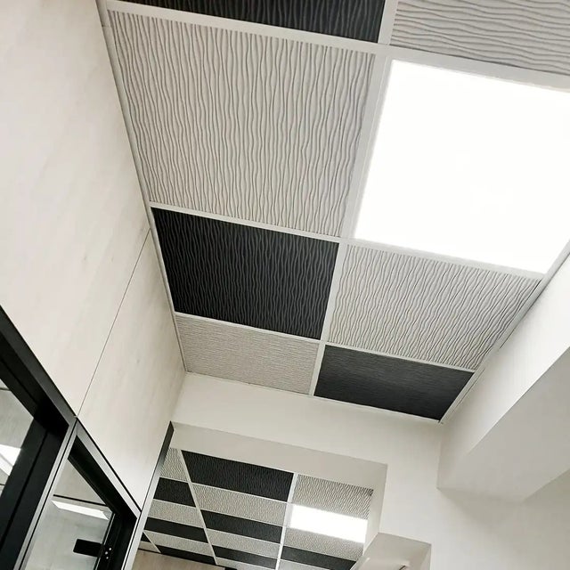 Pannello per Controsoffitto 60x60 cm Decorato Sky-Tile Onde Bianche - in Fibra di Roccia - Euroclasse A1 - Prezzo a pannello