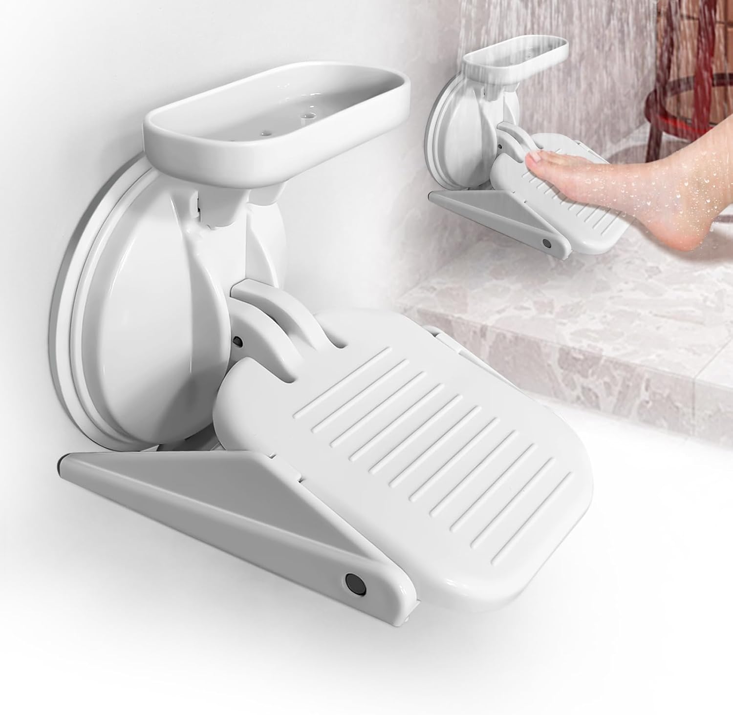 Podnóżek pod prysznic, podnóżek łazienkowy z mocną przyssawką, antypoślizgowy podnóżek do golenia, do użytku domowego