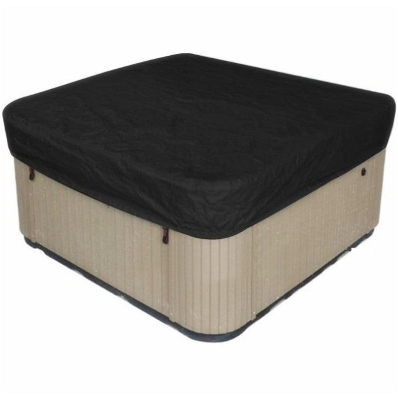 Zewnętrzna plandeka do Spa Pokrowiec na Wanne z Hydromasażem Kwadratowy Wodoodporny Pokrowiec na Spa z Tkaniny Poliestrowej 190T — Czarny 207×207×30cm