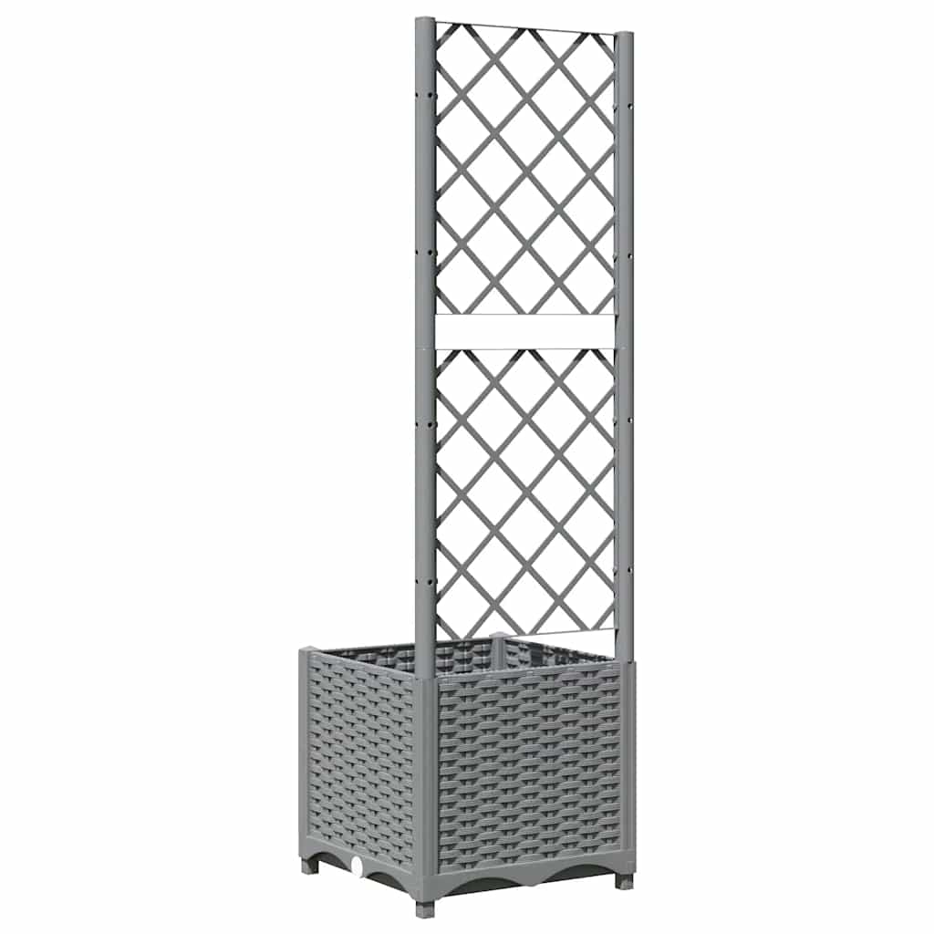Vaso/floreira jardim c/ treliça 40x40x136 cm PP cinzento-claro vidaXL - 5
