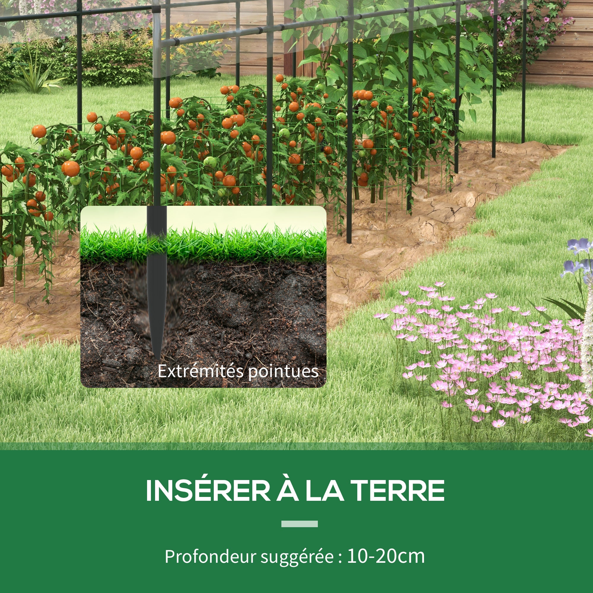 Serre de jardin serre à tomates 7 arceaux en acier bâche en plastique 6 x 1,23 x 1,71 m vert - 8